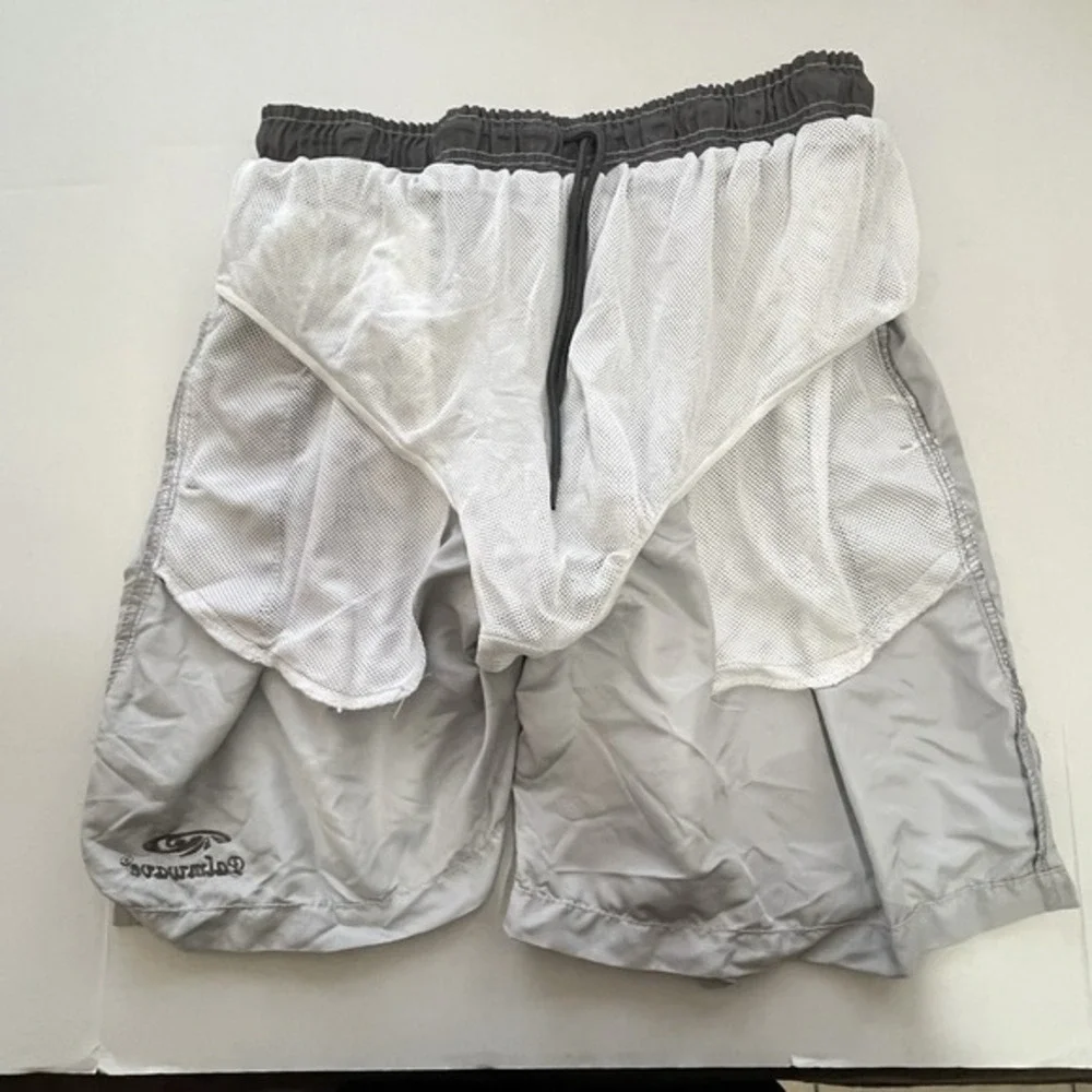 Palmwave‎ Mens Swim Trunks XL Gray Mesh Lined Beach Pool Vacation Elastic Waist